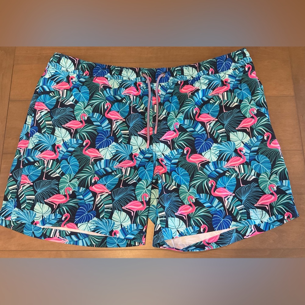 NWT Members Mark Mens Flamingo Resort Swim UPF 50 Trunk W/briefs Size XXL